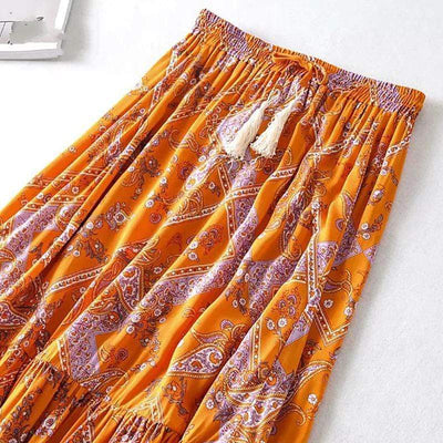 Orange Boho Style Vintage Skirt
