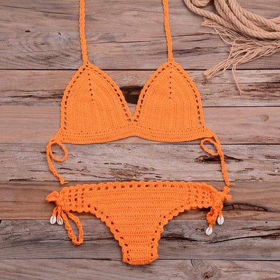 WickedAF Orange / S Annabella Handmade Knitted Bikini Set