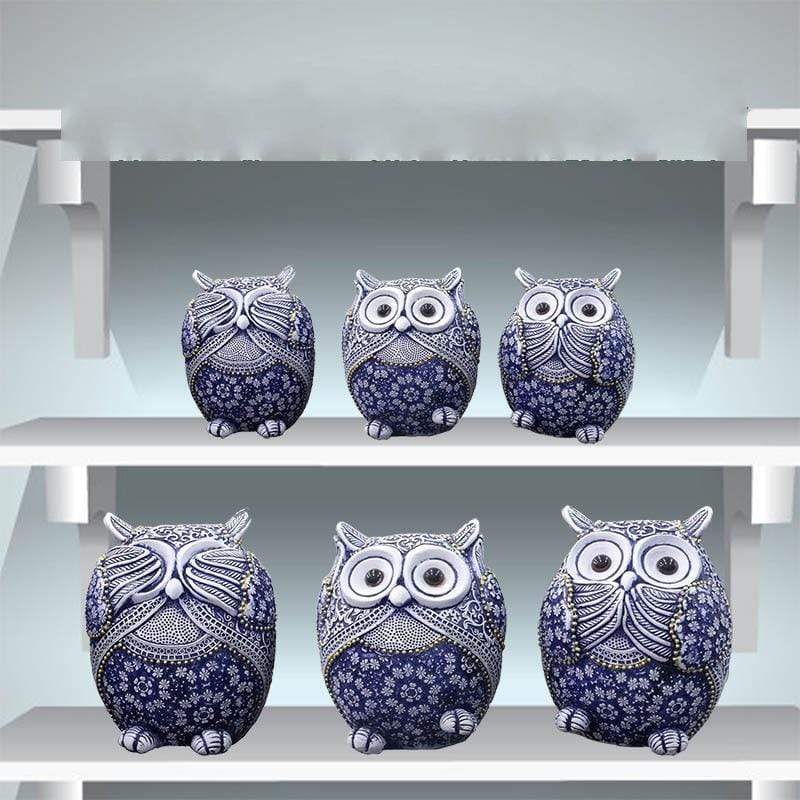 WickedAF Peekaboo Blue Owl Figurines 3pcs