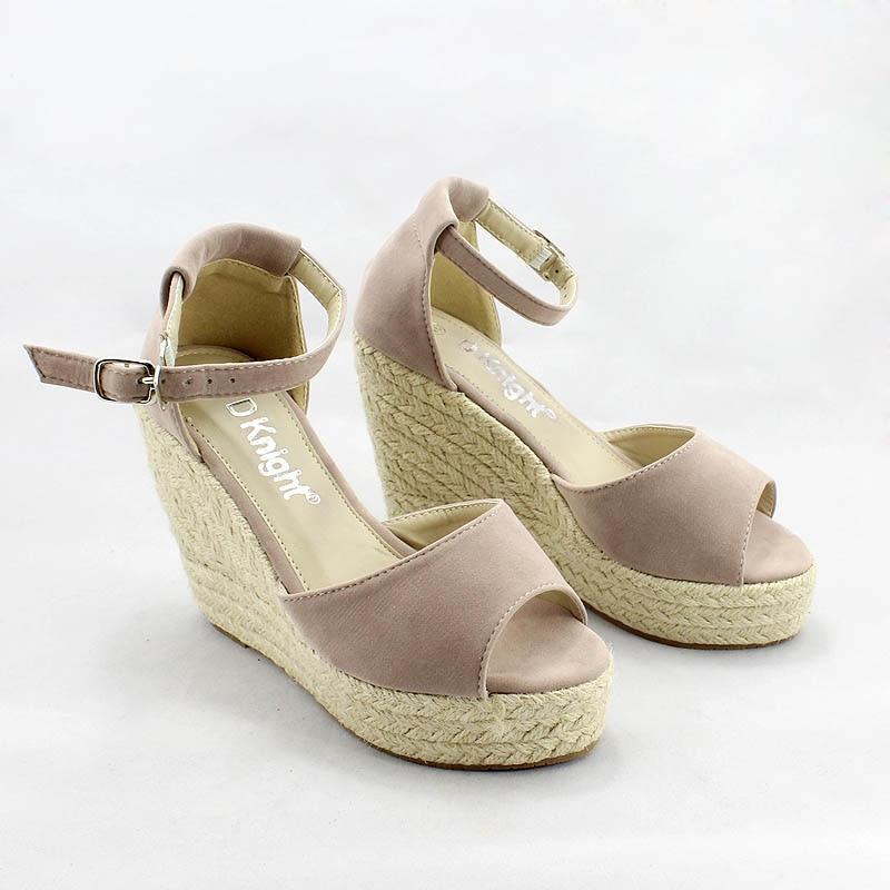 WickedAF Peep Toe Espadrille Wedges with Ankle Strap