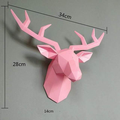 WickedAF Pink 3D Deer Head Wall Statue