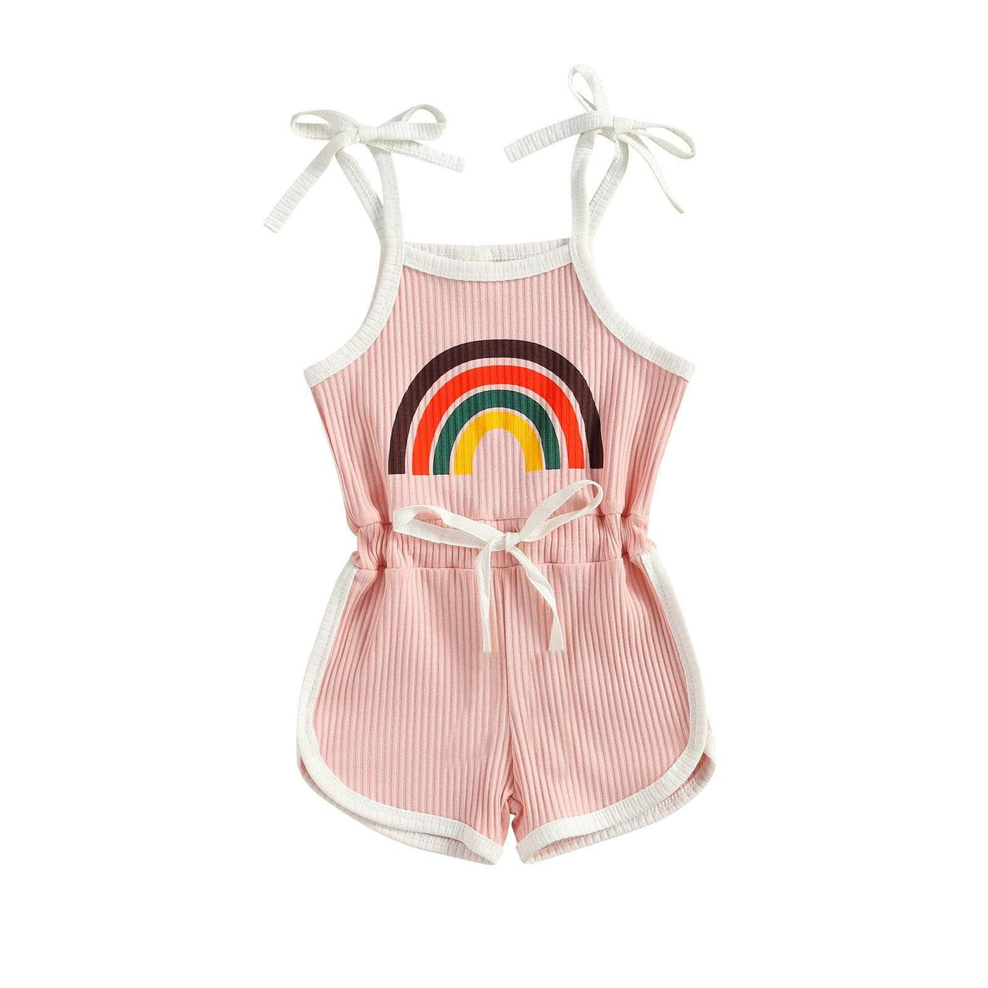 WickedAF Pink / 4T Rainbow Print Baby Girl and Toddler Playsuit