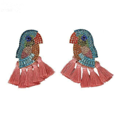 WickedAF pink Bird & Tassel Earrings