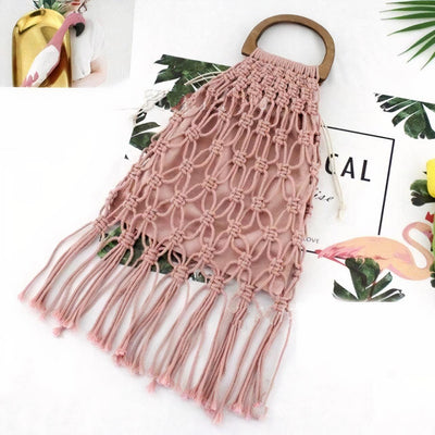 WickedAF Pink Fia Handmade Woven Rope Bag