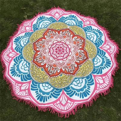 Lotus Mandala Tassel Round Mat - wickedafstore