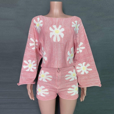 WickedAF Pink / XS Daisies All-Over Two Piece Set