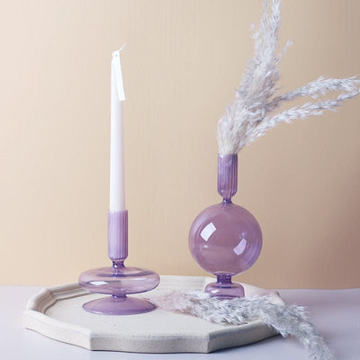 WickedAF Purple and Pink Glass Candle Holders