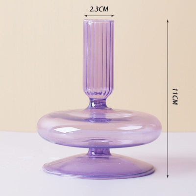 WickedAF Purple B Purple and Pink Glass Candle Holders