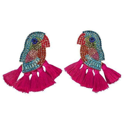 WickedAF purple Bird & Tassel Earrings
