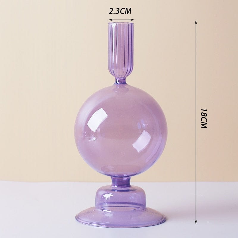 WickedAF Purple C Purple and Pink Glass Candle Holders