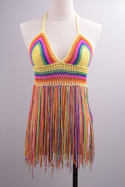 WickedAF Rainbow Tasseled Bikini Set