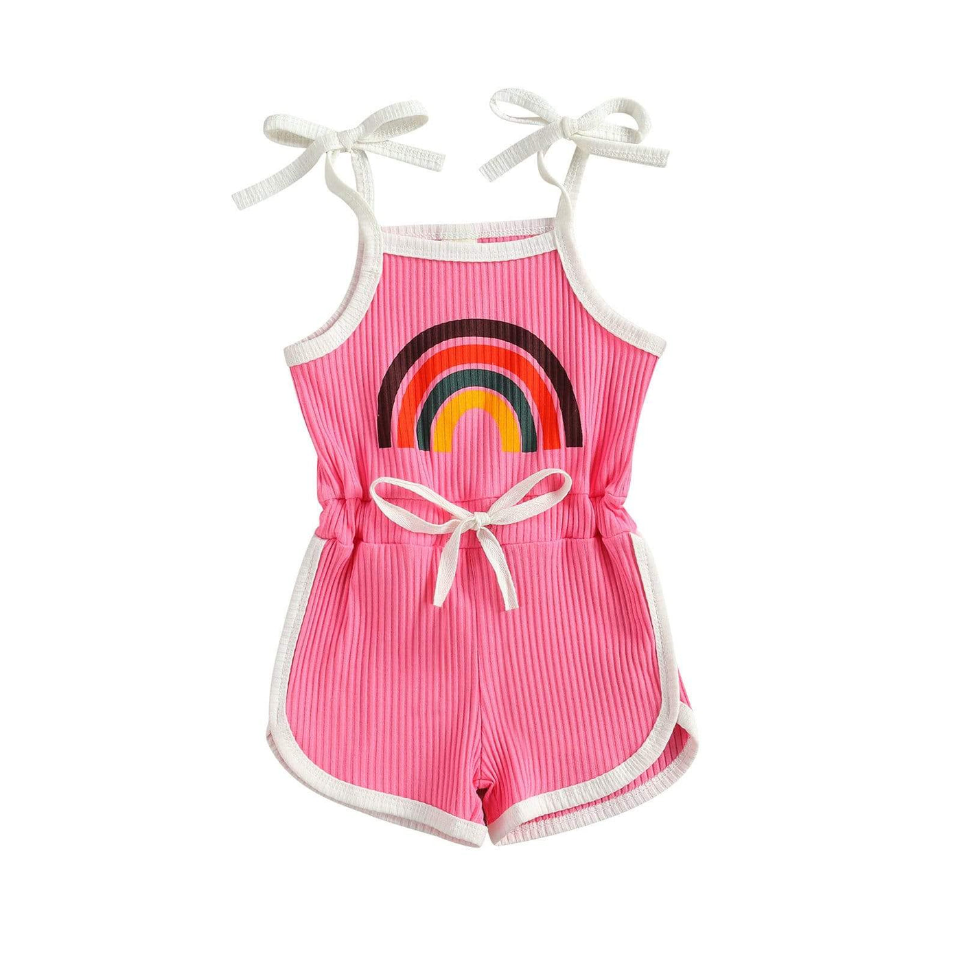 WickedAF Red / 3T Rainbow Print Baby Girl and Toddler Playsuit