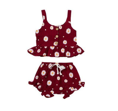 WickedAF Red / 6M Tabitha Floral Set For Girls