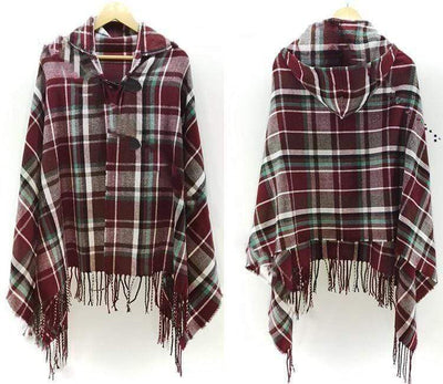 WickedAF Red and White Ethnic Pattern Poncho Coat