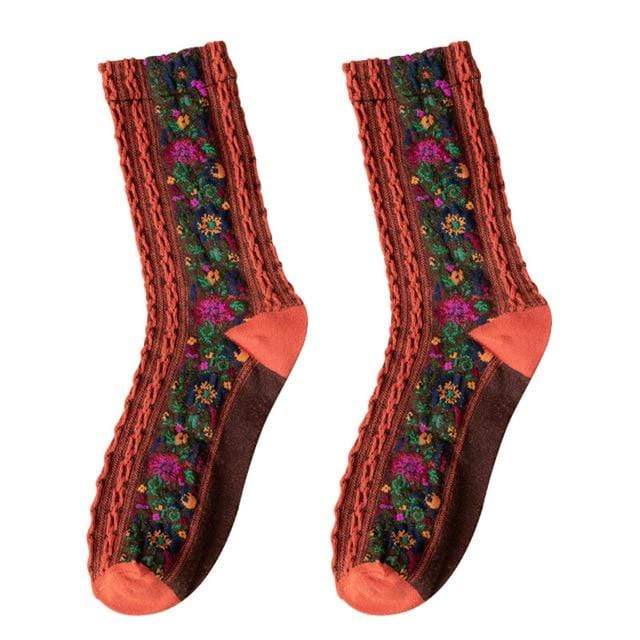 WickedAF red Aviella Floral Warm Socks