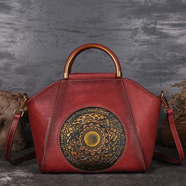 WickedAF RED BEAN PASTE Mandala Embossed Leather Bag