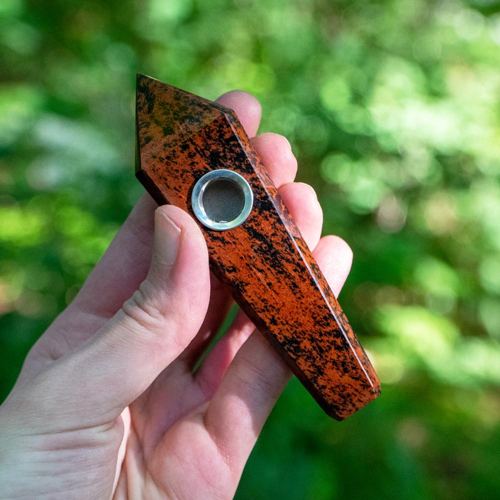 WickedAF Red obsidian Red Obsidian Crystal Pipe