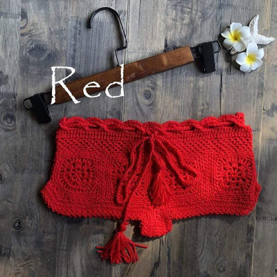 WickedAF Red / ONE SIZE Boho Knitted Mini Shorts