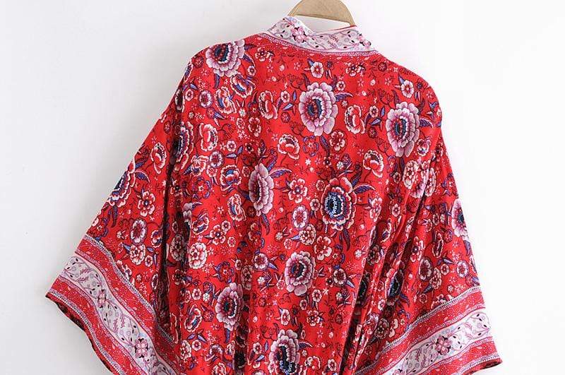 WickedAF Red Roses Kimono Robe
