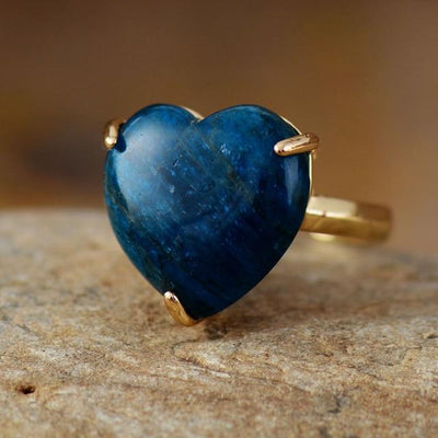 WickedAF Resizable / Apatite Natural Gemstone Heart Shaped Ring
