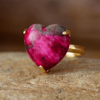 WickedAF Resizable / Dyed Jade Natural Gemstone Heart Shaped Ring