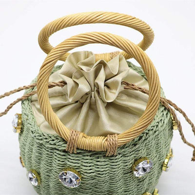 WickedAF Rhinestones Embellished Handmade Bucket Bag