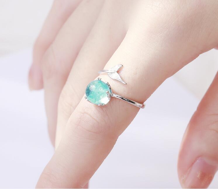 WickedAF ring 925 Sterling Silver Ocean Blue Mermaid Ring