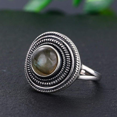 WickedAF ring S925 Sterling Silver Natural Stone Round Ring