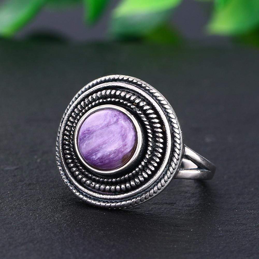 WickedAF ring S925 Sterling Silver Natural Stone Round Ring