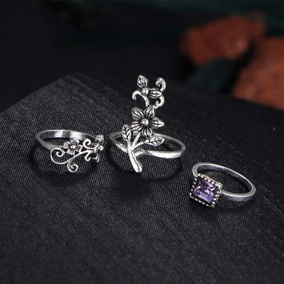 WickedAF Ring Set Silver 'The Crystal' Ring Set