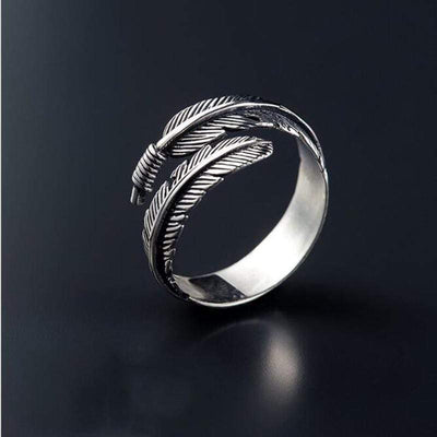 Sterling Silver Boho Feather Ring - wickedafstore