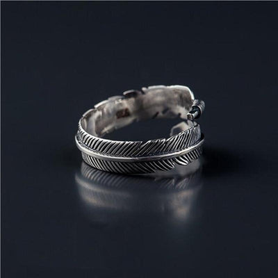 Sterling Silver Boho Feather Ring - wickedafstore