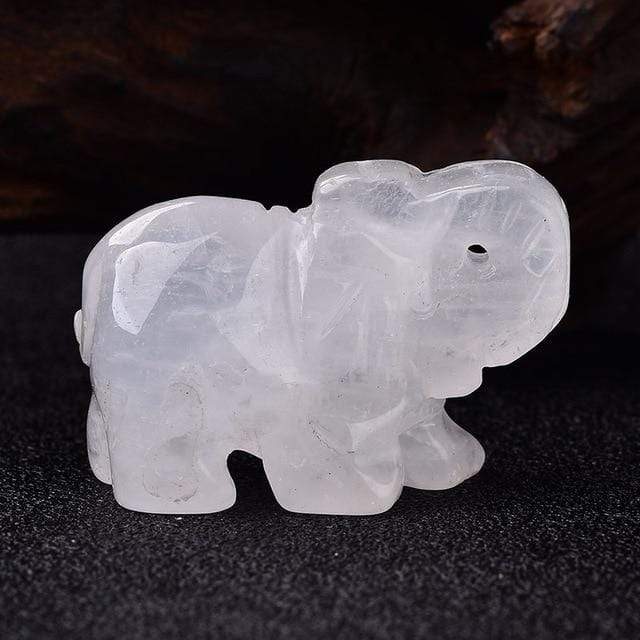 WickedAF Rock Crystal Quartz Natural Crystal Elephant Figurine