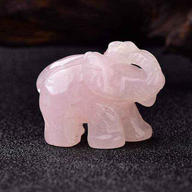 WickedAF Rose Quartz Natural Crystal Elephant Figurine