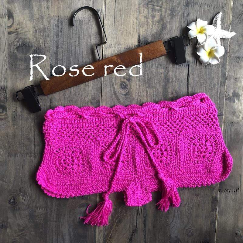 WickedAF Rose red / ONE SIZE Boho Knitted Mini Shorts