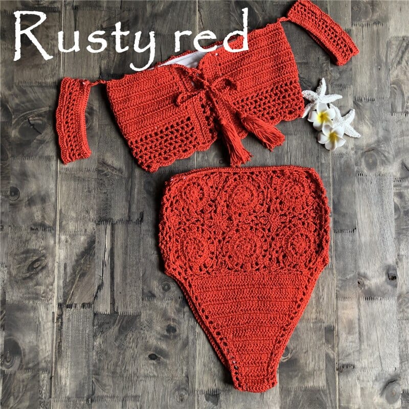 WickedAF Rusty Red / S Sheena Knitted Bikini Set