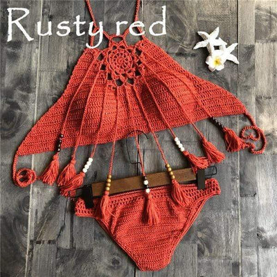 WickedAF Rusty red / S Tiki Tassel Bikini Set (7 colors)