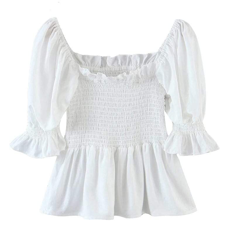WickedAF S / White Bianca Cropped Blouse