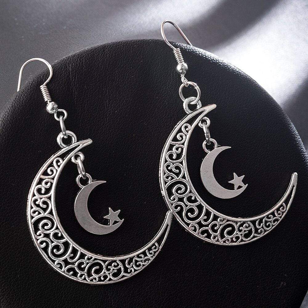 WickedAF Silver Crescent Moon Earrings