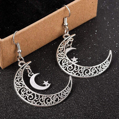 WickedAF Silver Crescent Moon Earrings