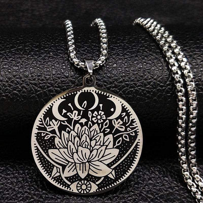 WickedAF Silver Lotus Flower Necklace