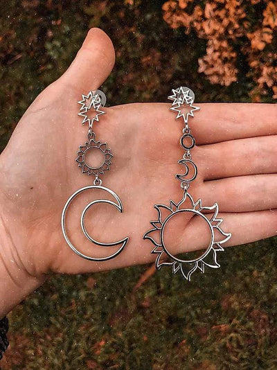 WickedAF Silver / United States Sun & Moon Goddess Earrings