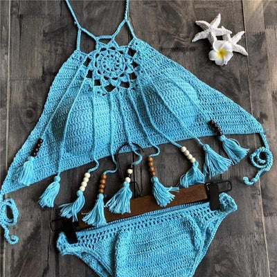 WickedAF Sky blue / S Tiki Tassel Bikini Set (7 colors)
