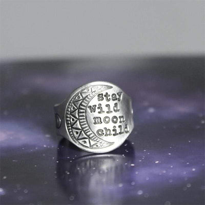 WickedAF Stay Wild Moon Child Silver Ring
