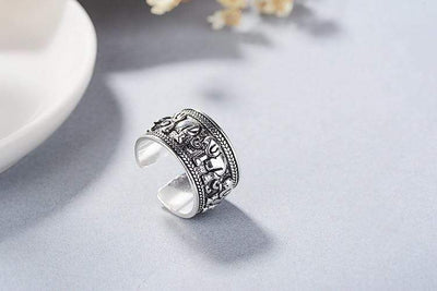 WickedAF Sterling Silver Ethnic Elephant Design Ring