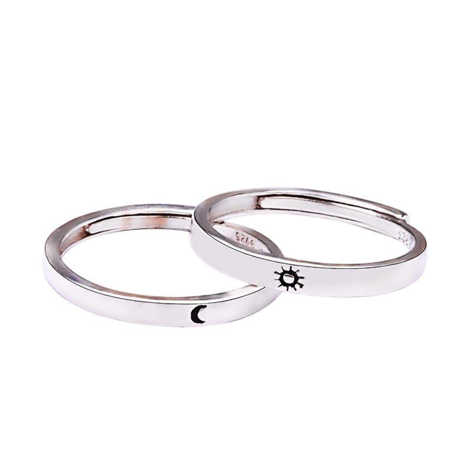 WickedAF Sterling Silver Sterling Silver Sun and Moon Engraved Rings 2pcs