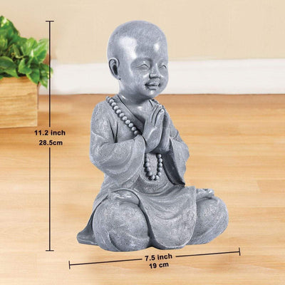 WickedAF Stone Grey Meditating Baby Buddha Decor
