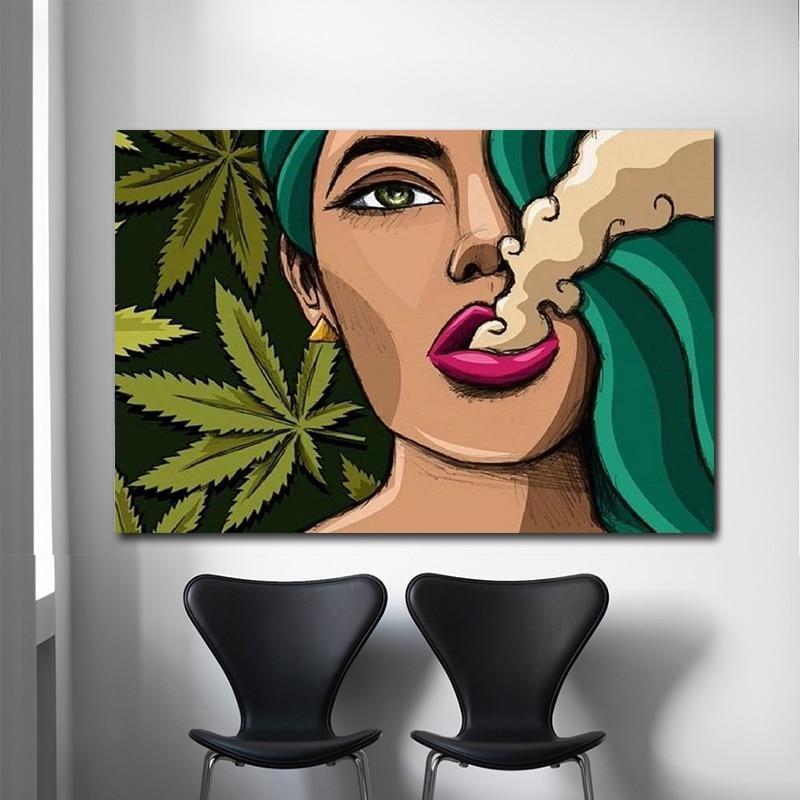 pothead canvas Stoner Girl Lifestyle Spray Paint Canvas Art