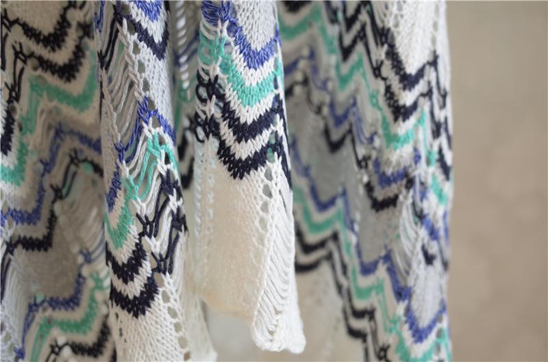 Striped Crochet Swim Cover Up Dress - wickedafstore
