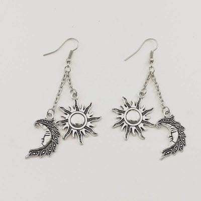 Sun and Moon Dangle Earrings - wickedafstore